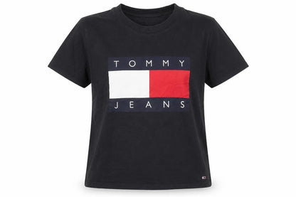 Tommy Jeans Womens Black L Basic Cotton Crew Neck T-Shirt