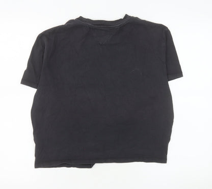 Tommy Jeans Womens Black L Basic Cotton Crew Neck T-Shirt