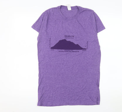 Gildan Women’s Purple Helvellyn Print Softstyle Ring Spun T-Shirt XL
