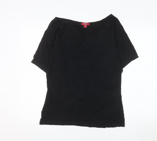 Monsoon Womens Black Size 16 Basic Modal Short Sleeve Blouse
