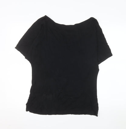 Monsoon Womens Black Size 16 Basic Modal Short Sleeve Blouse