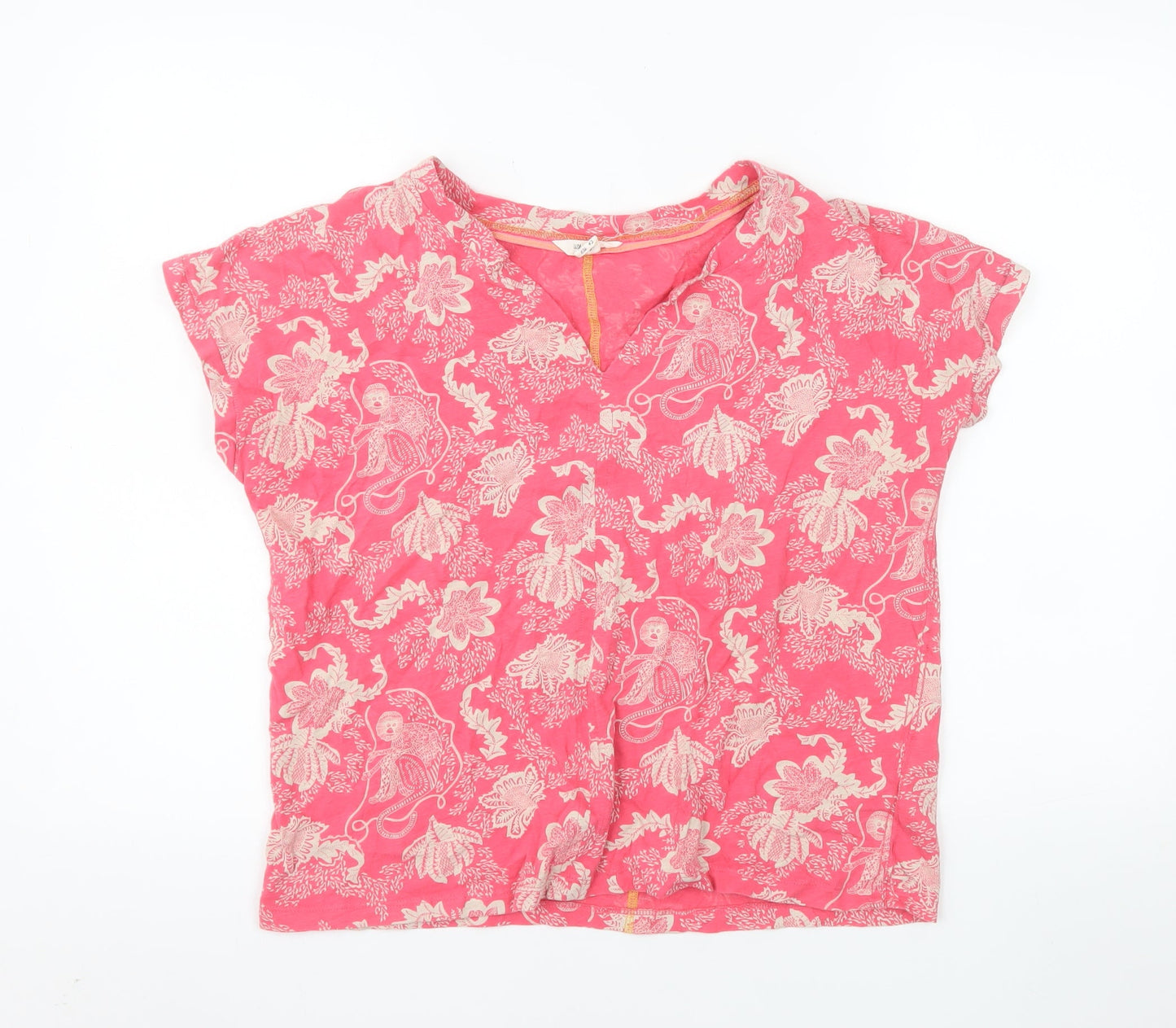 White Stuff Womens Pink Floral Cotton Short Sleeve Tunic Blouse UK 14