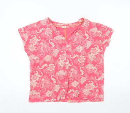 White Stuff Womens Pink Floral Cotton Short Sleeve Tunic Blouse UK 14