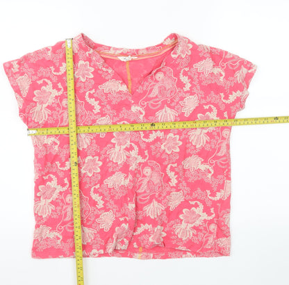 White Stuff Womens Pink Floral Cotton Short Sleeve Tunic Blouse UK 14