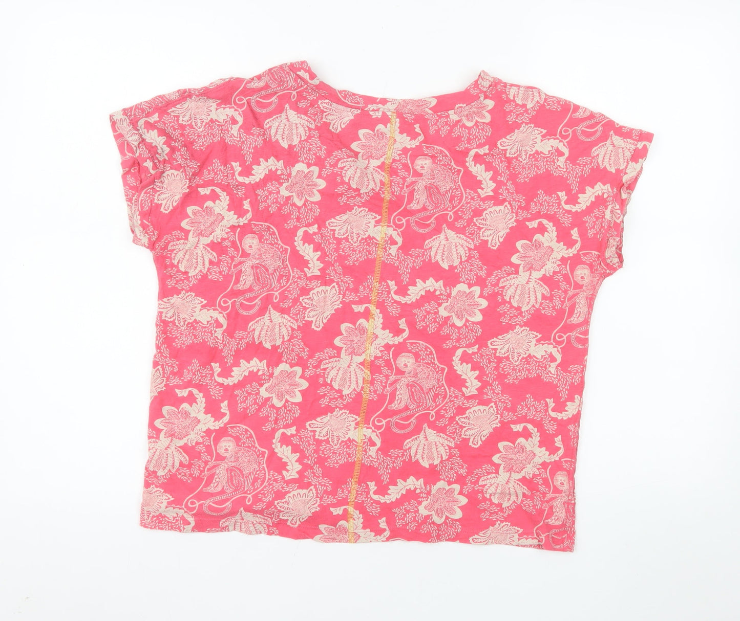 White Stuff Womens Pink Floral Cotton Short Sleeve Tunic Blouse UK 14