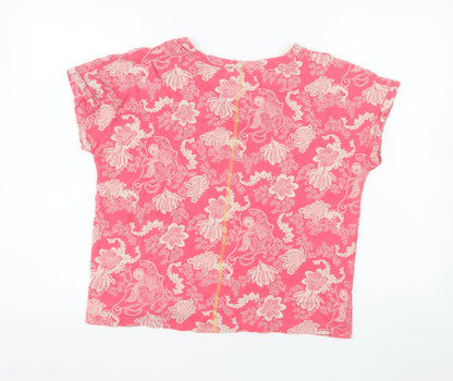 White Stuff Womens Pink Floral Cotton Short Sleeve Tunic Blouse UK 14