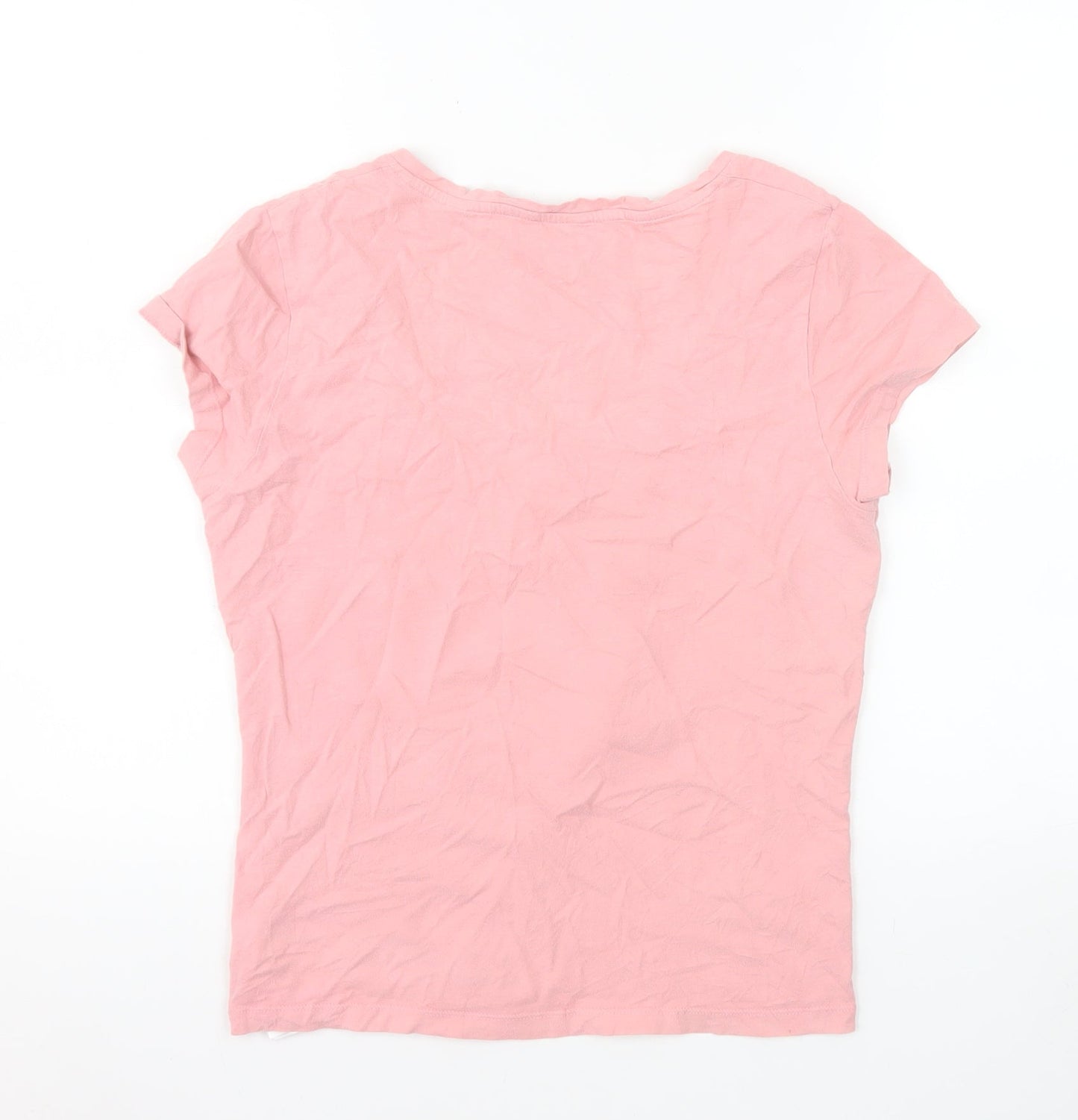 Jack Wills Womens Pink Cotton Scoop Neck Button T-Shirt UK 10