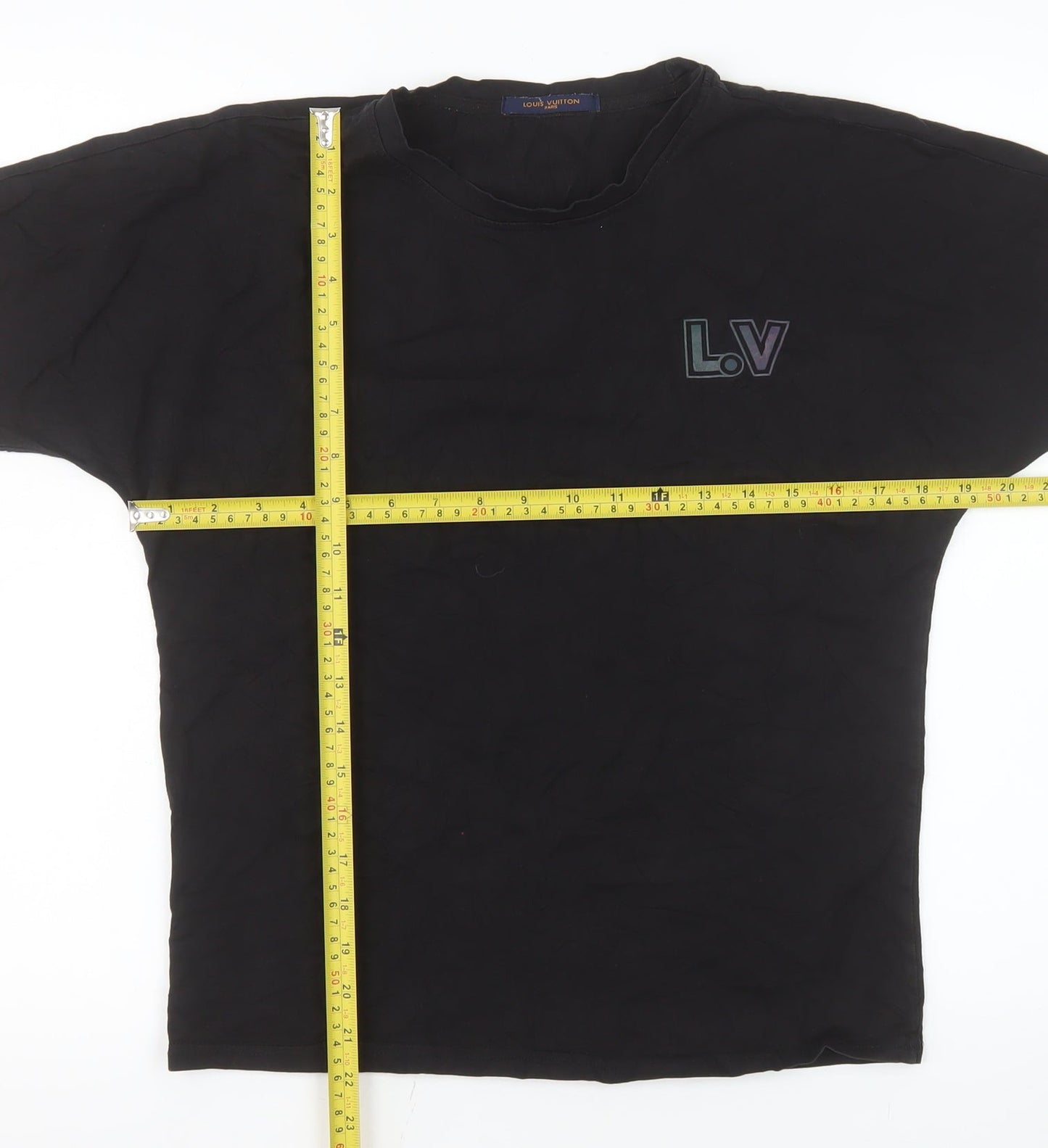 Louis Vuitton Women's Black Cotton LV Logo T-Shirt Size M