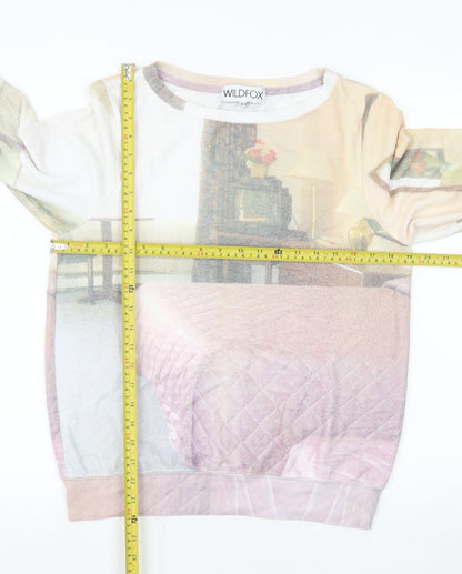 Wildfox Womens Beige Multicoloured Graphic Pullover Sweatshirt Size S