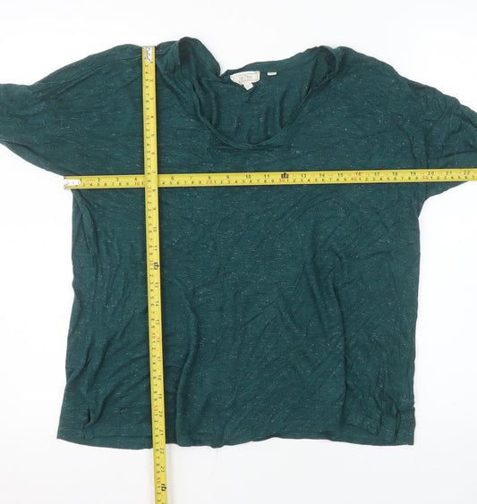 Fat Face Women's Green Sparkle 3/4 Sleeve Viscose T-Shirt UK 10