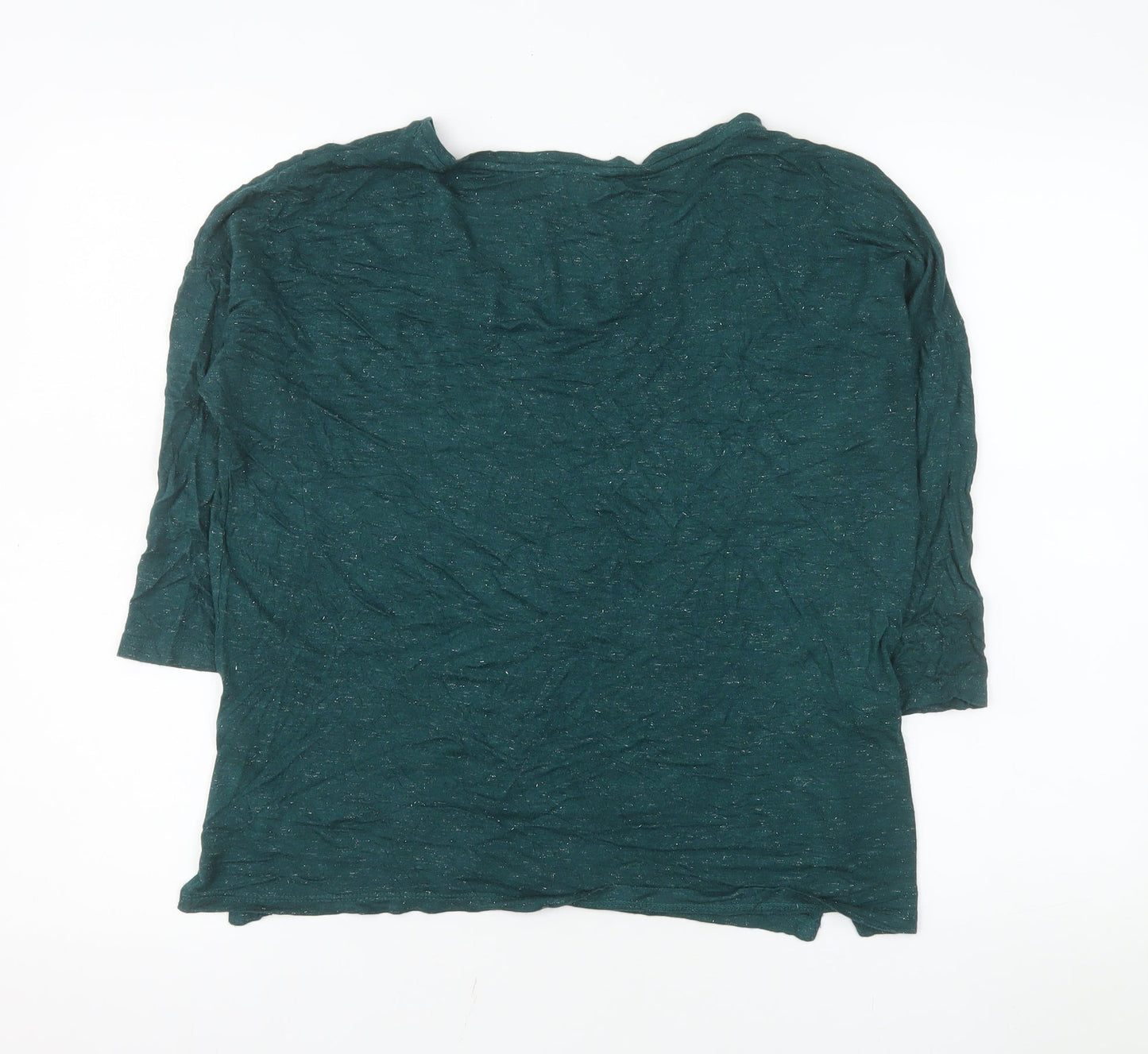 Fat Face Women's Green Sparkle 3/4 Sleeve Viscose T-Shirt UK 10