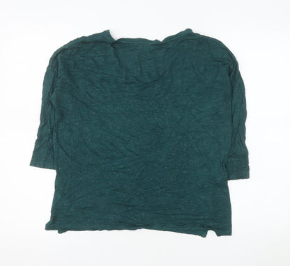 Fat Face Women's Green Sparkle 3/4 Sleeve Viscose T-Shirt UK 10