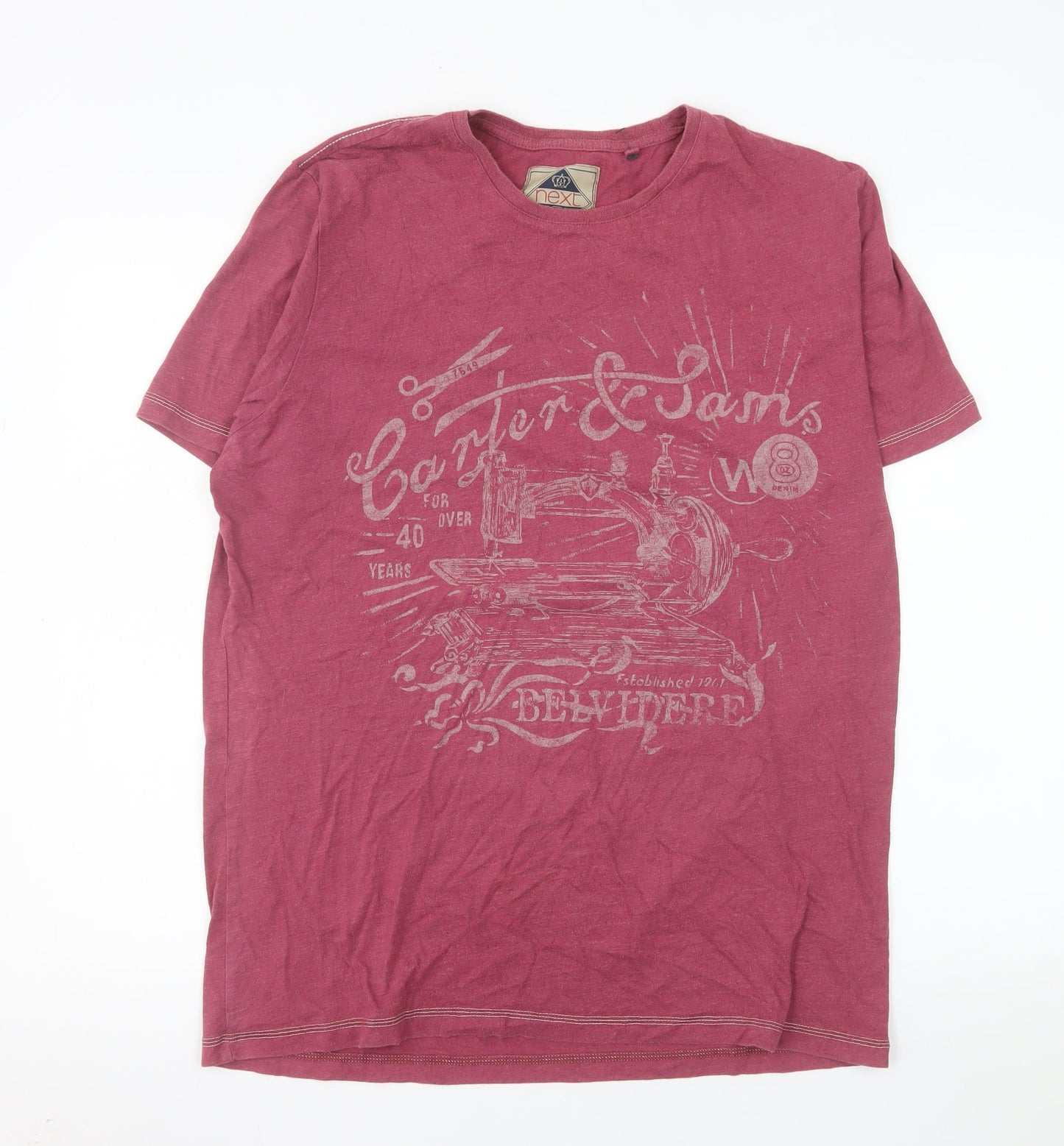 Next Men's Red Graphic Print XL Cotton Blend T-Shirt