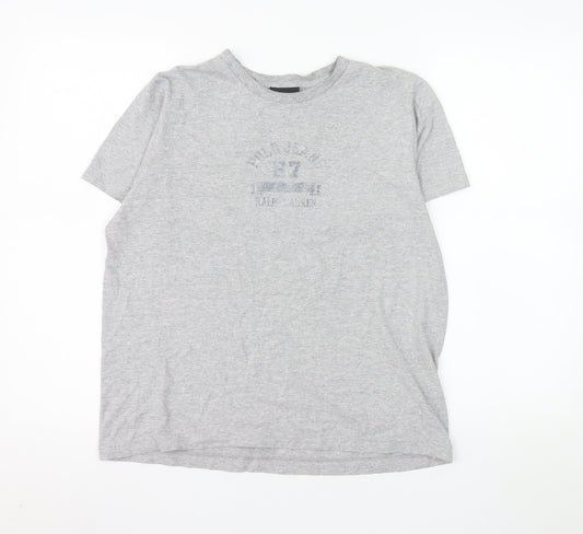 Ralph Lauren Polo Jeans Grey Men's M Vintage Logo Graphic T-Shirt