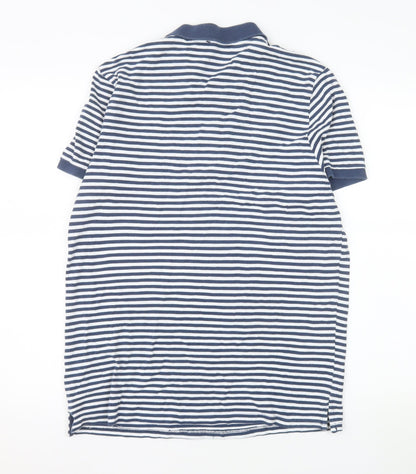 Mudo Collection Men's Blue Striped Cotton Polo Shirt Size L
