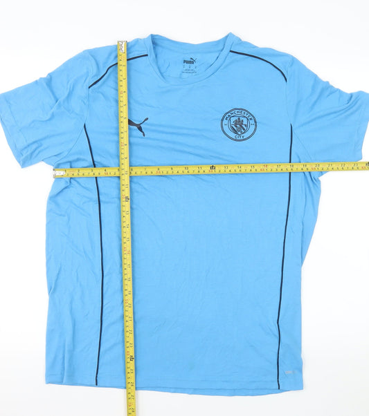 Puma Men's Blue Manchester City Short Sleeve T-Shirt Medium