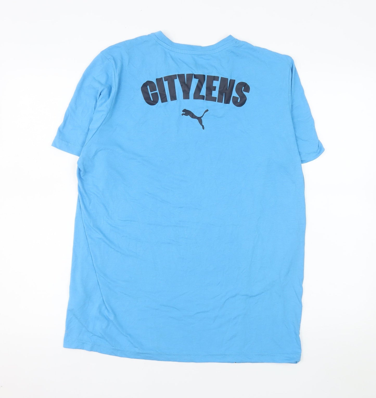 Puma Men's Blue Manchester City Short Sleeve T-Shirt Medium