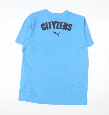 Puma Men's Blue Manchester City Short Sleeve T-Shirt Medium