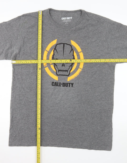 Call of Duty Men's Grey Graphic Print Crew Neck T-Shirt L