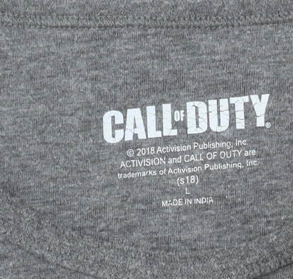 Call of Duty Men's Grey Graphic Print Crew Neck T-Shirt L