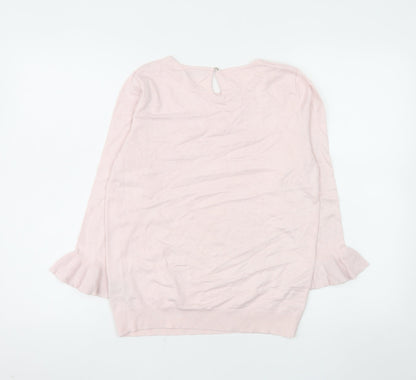 M&Co Women’s Pink Ruffle Cuff Tunic Top Size 12