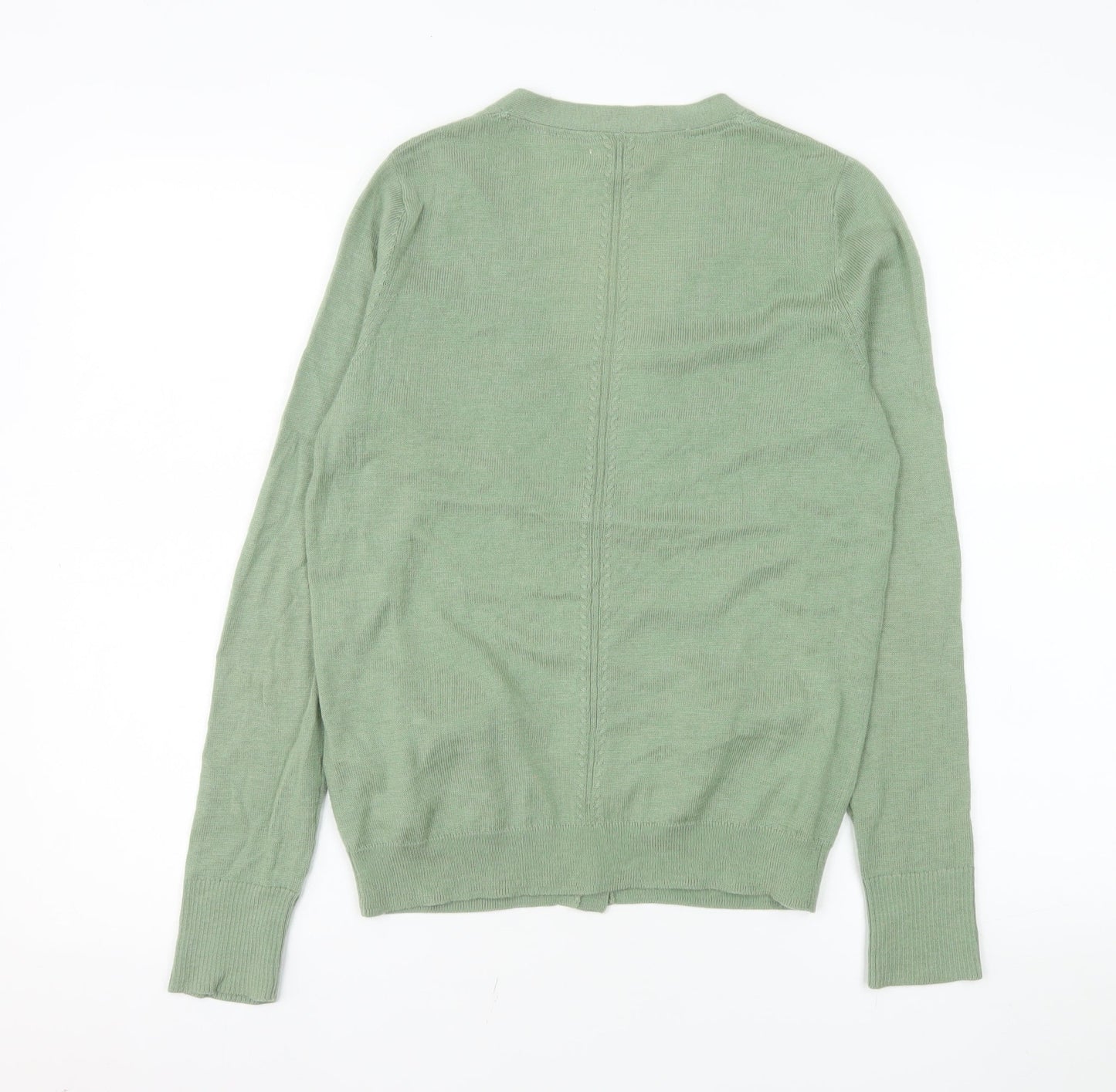 Fat Face Women's Green Cardigan UK 10 Wool Blend V-Neck Button Front