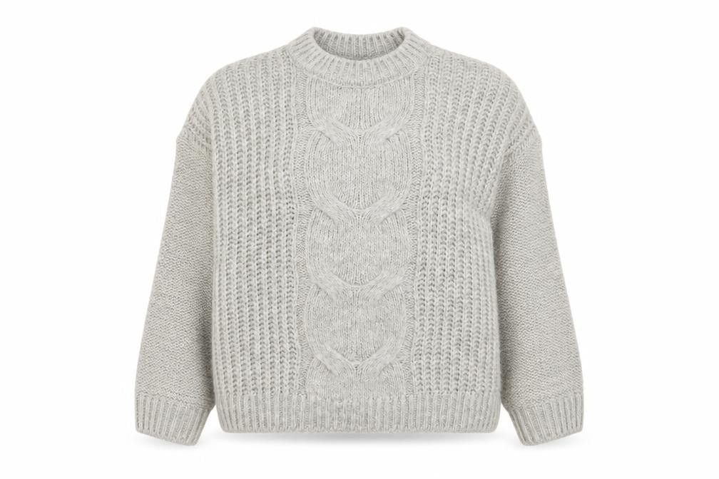 Front view of Marks & Spencer Women Grey Cable-Knit Jumper, size 12