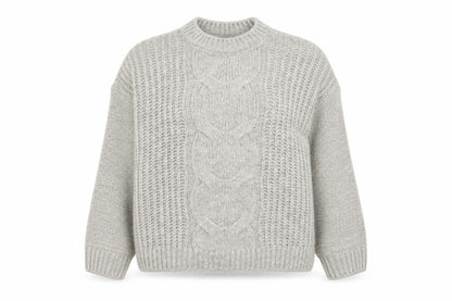 Front view of Marks & Spencer Women Grey Cable-Knit Jumper, size 12