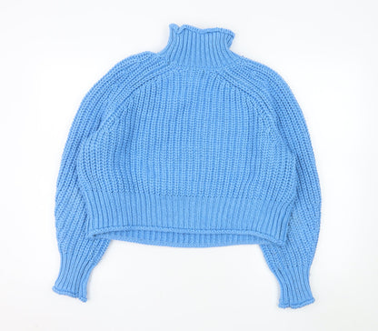 H&M Womens Blue Roll Neck Chunky-Knit Jumper Size 12