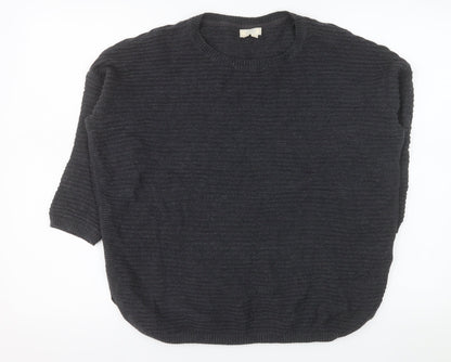 Fat Face Women's Black Cotton Knit Relaxed Pullover Jumper Size 14