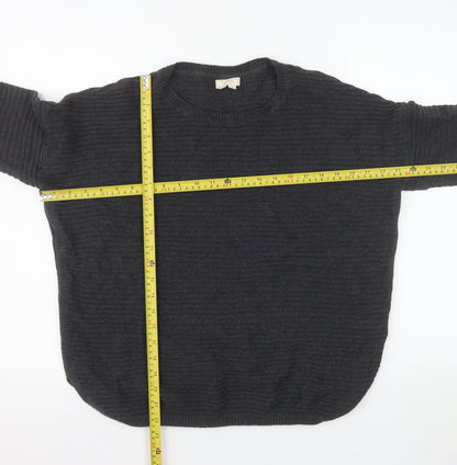 Fat Face Women's Black Cotton Knit Relaxed Pullover Jumper Size 14