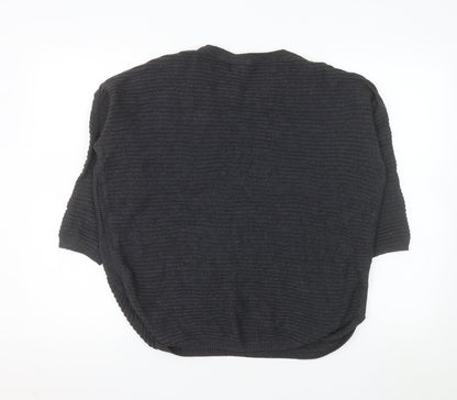 Fat Face Women's Black Cotton Knit Relaxed Pullover Jumper Size 14