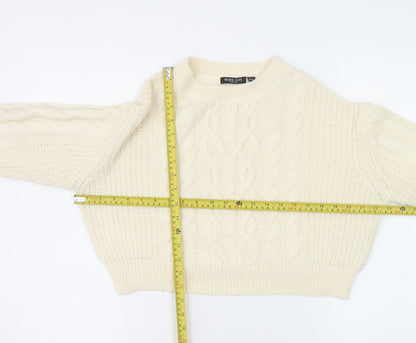 Brave Soul Women's Ivory Cable Knit Crew Neck Jumper Size 10