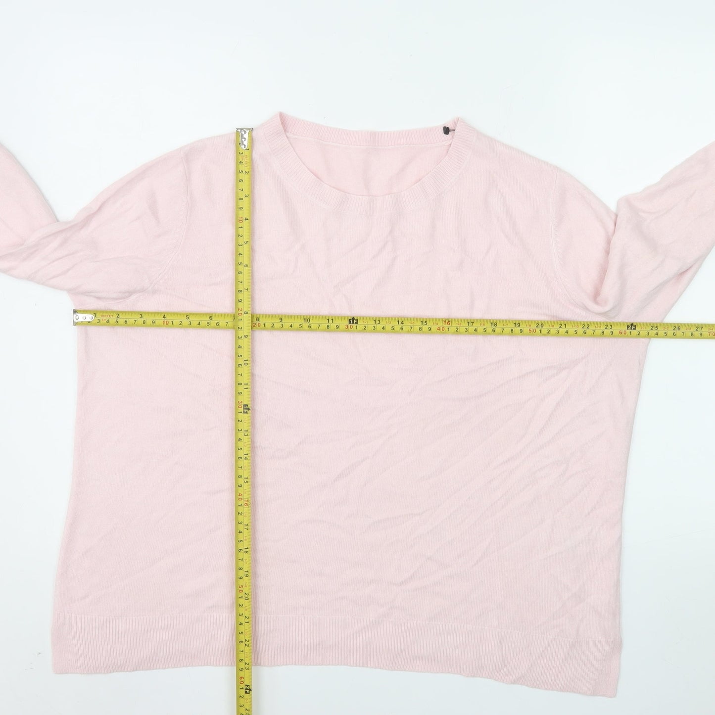 Marks and Spencer Women Pink Acrylic Crew Neck Long Sleeve Jumper Size 20