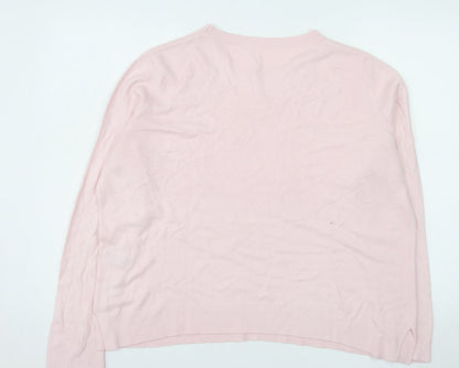 Marks and Spencer Women Pink Acrylic Crew Neck Long Sleeve Jumper Size 20