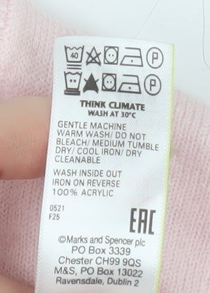 Marks and Spencer Women Pink Acrylic Crew Neck Long Sleeve Jumper Size 20