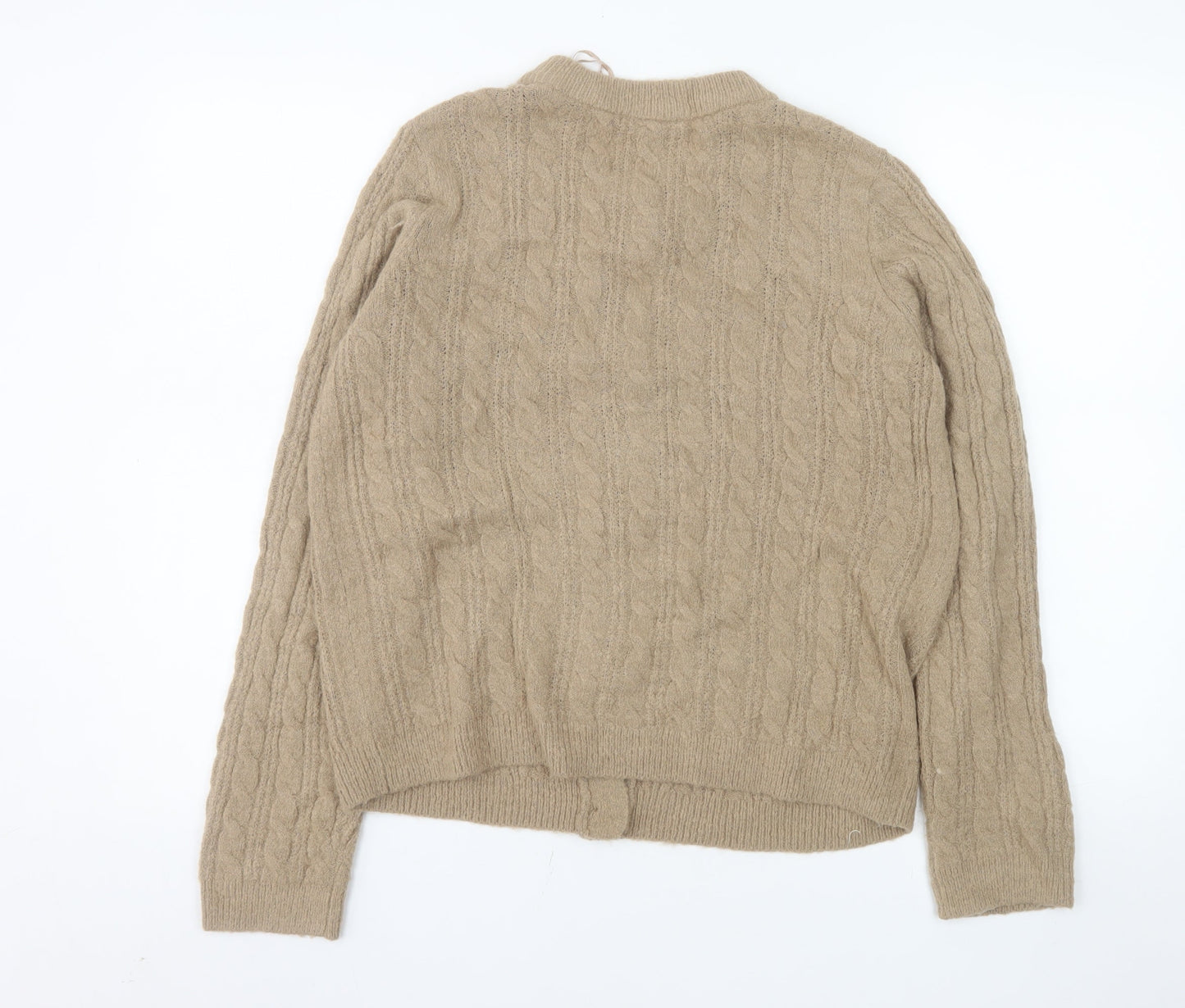 Tu Women’s Beige Cable-Knit Button Cardigan Size 10