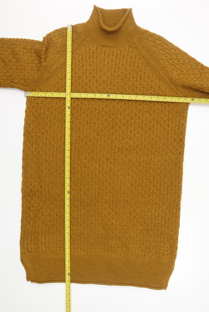 HEMA Women Brown Knit Jumper Dress M High Neck Long Sleeve