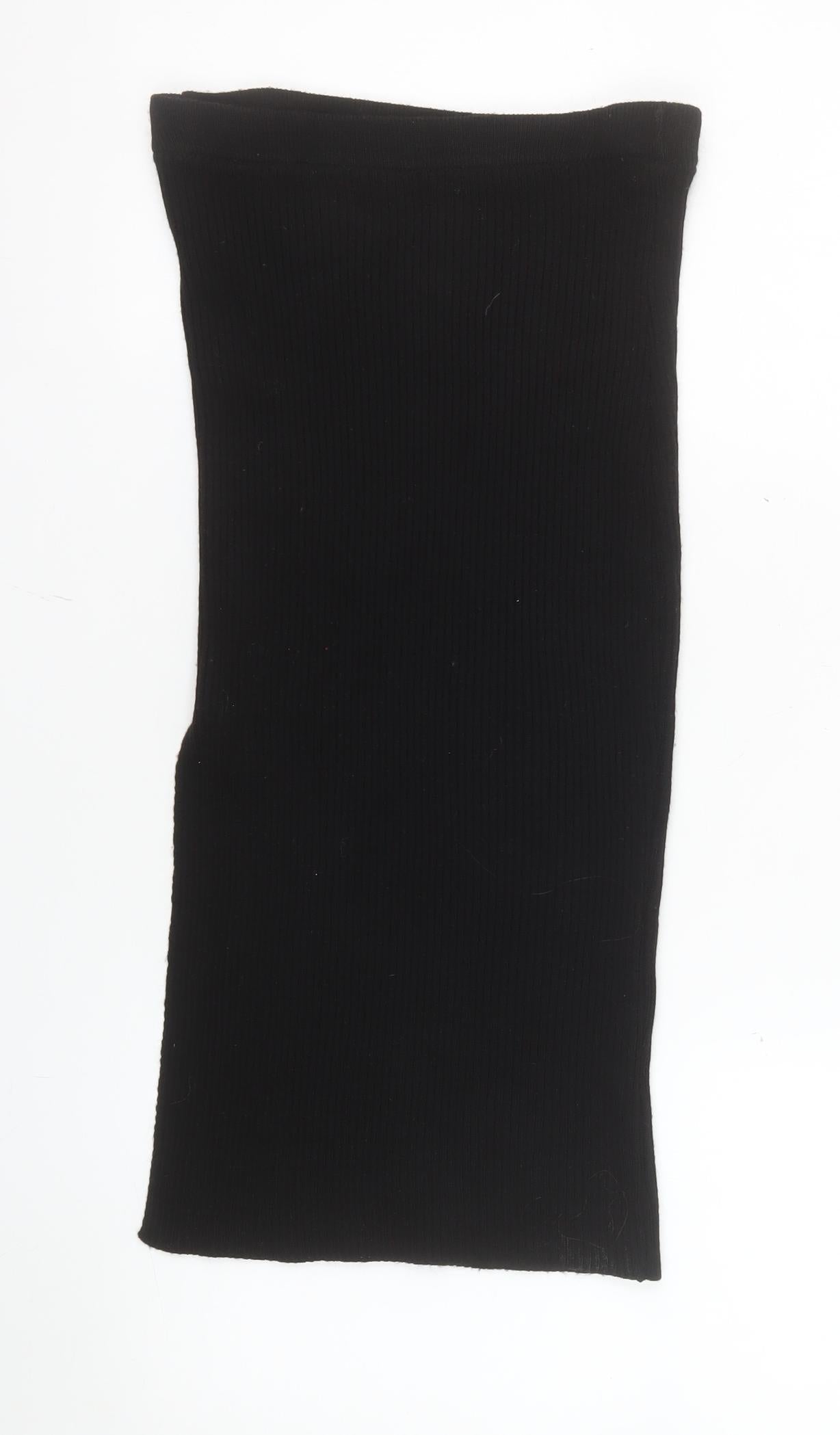 Boohoo Women's Black Ribbed Midi Button Pencil Skirt Size M