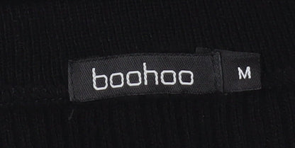 Boohoo Women's Black Ribbed Midi Button Pencil Skirt Size M