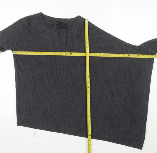 AllSaints Women’s Grey Merino Wool Asymmetrical Jumper Size S