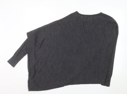 AllSaints Women’s Grey Merino Wool Asymmetrical Jumper Size S