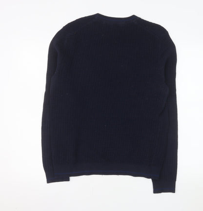 Ted Baker Men's Blue Cotton Waffle Knit Crew Neck Jumper Size L