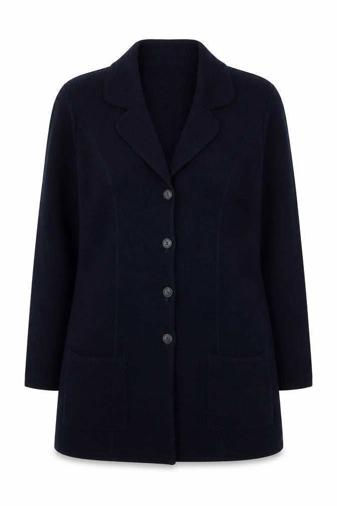 Marks and Spencer Women Black Wool Blend Mid-Length Blazer UK 14