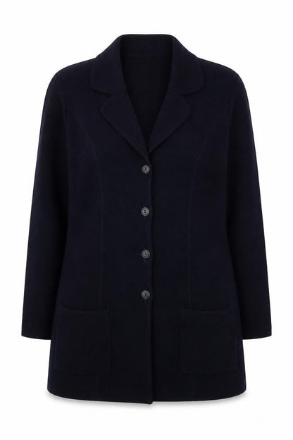 Marks and Spencer Women Black Wool Blend Mid-Length Blazer UK 14