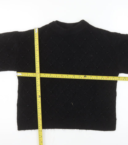 Marks and Spencer Womens Black Beaded Mock Neck Pullover Jumper Medium