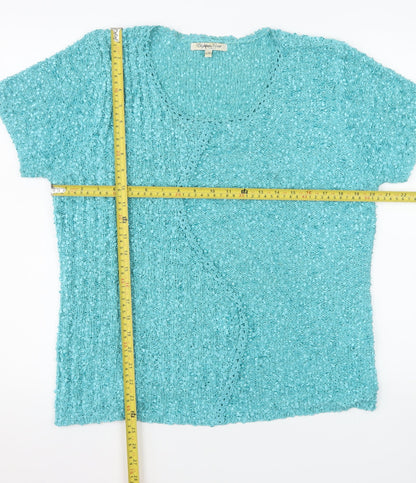 Elizabeth Scott Women’s Blue Knit Short Sleeve Pullover Jumper L
