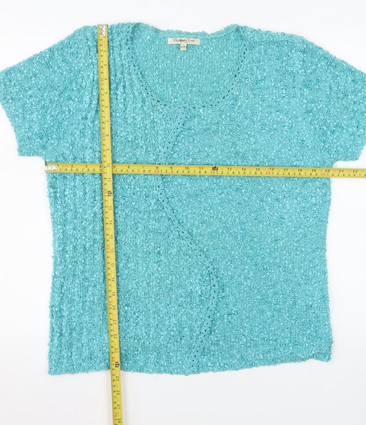 Elizabeth Scott Women’s Blue Knit Short Sleeve Pullover Jumper L