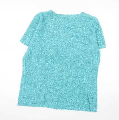 Elizabeth Scott Women’s Blue Knit Short Sleeve Pullover Jumper L