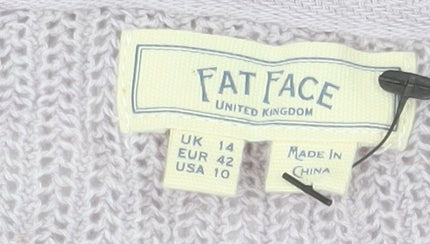 Fat Face Women’s Purple Wrap Knit Cotton Cardigan Size 14